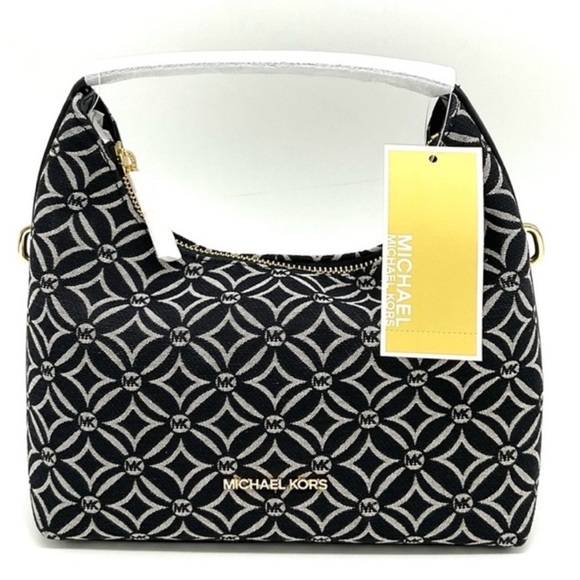 Michael Kors Ember Small Logo Jacquard Messenger Bag Black - Picture 1 of 11